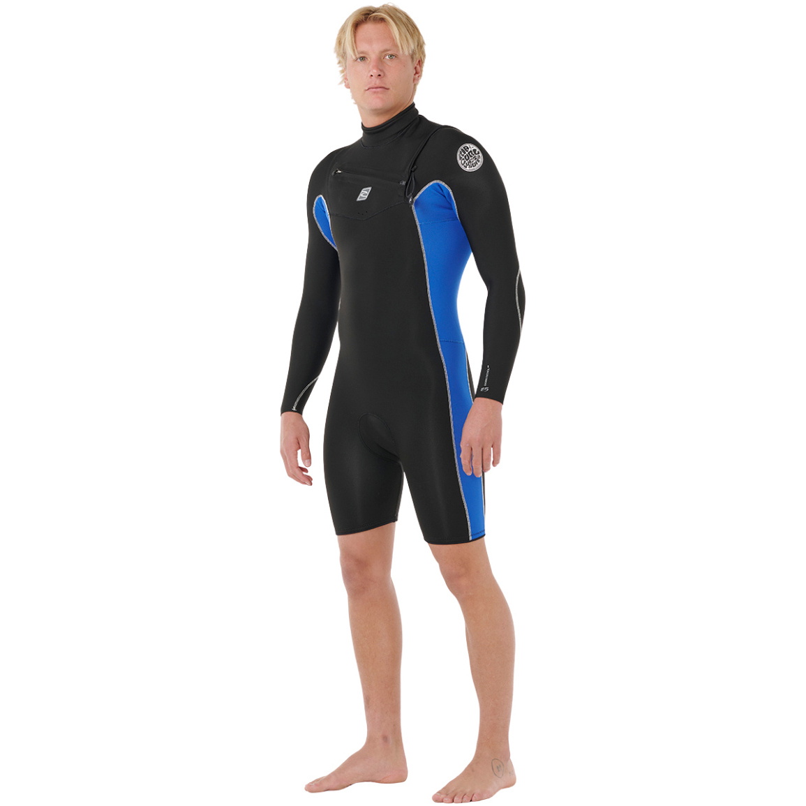 2026 Rip Curl Da Uomo Dawn Patrol 2mm Chest Zip Manica Lunga Shorty Muta 11QMSP - Electric Cobalt